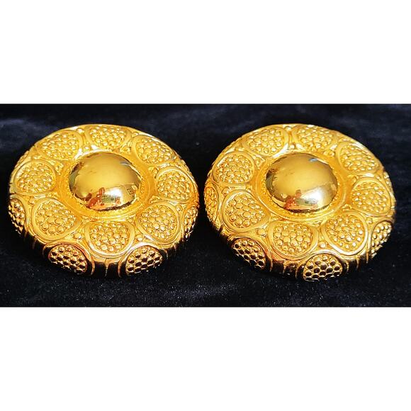 Christian Dior Medallion Pierced Earrings - Signed Vintage Chic Estate Find - Picture 1 of 11